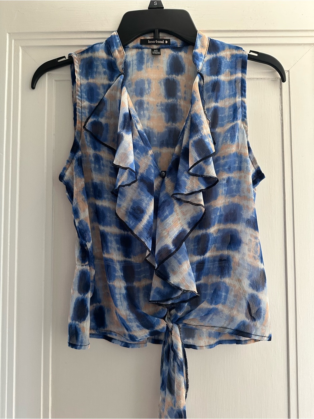 HeartSoul Semi-Sheer Cobalt Blue Tie-Dye Tank Top - XS